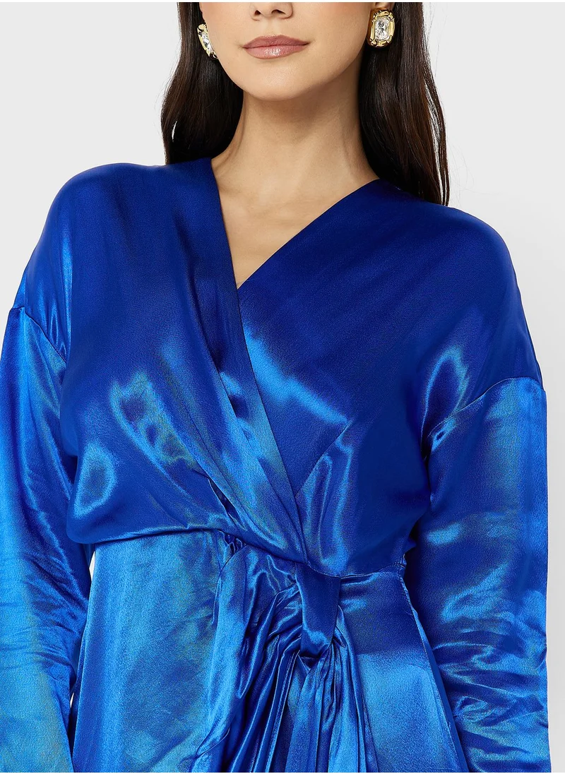 Closet London Tie Detail Wrap  Dress