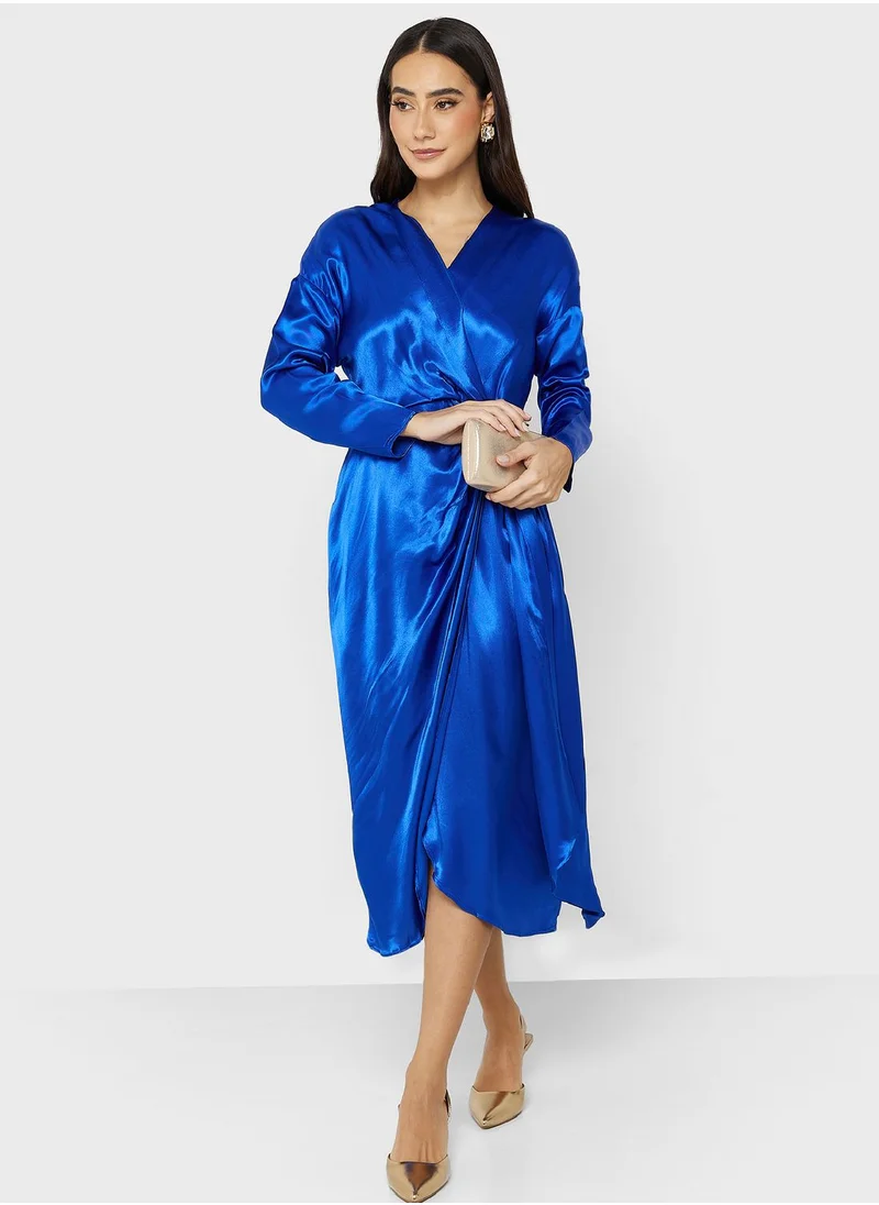 Closet London Tie Detail Wrap  Dress