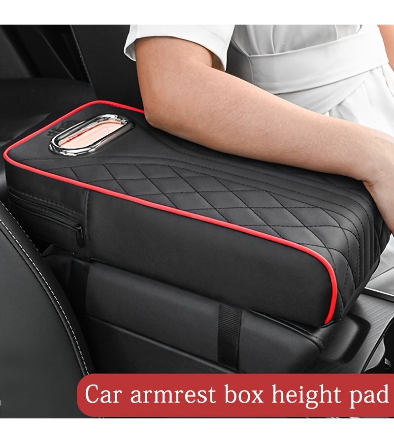 Premium Black PU Leather Armrest Cushion with Embroidery and Tissue Box Design Multi Functional - Image 1