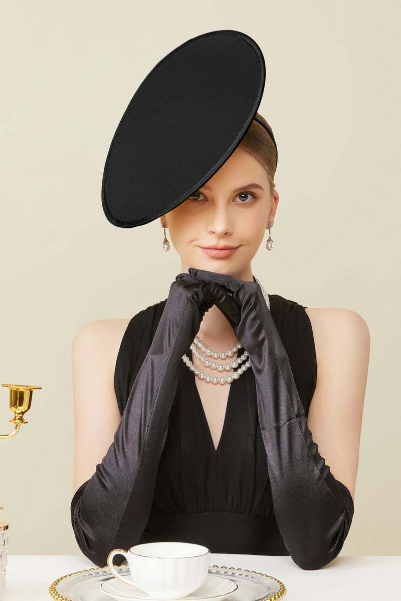 Coucoland Fascinators Hats for Women - Tea Party Cocktail Fascinator Flat Black Kentucky Vintage Derby Funeral Hat - Image 5