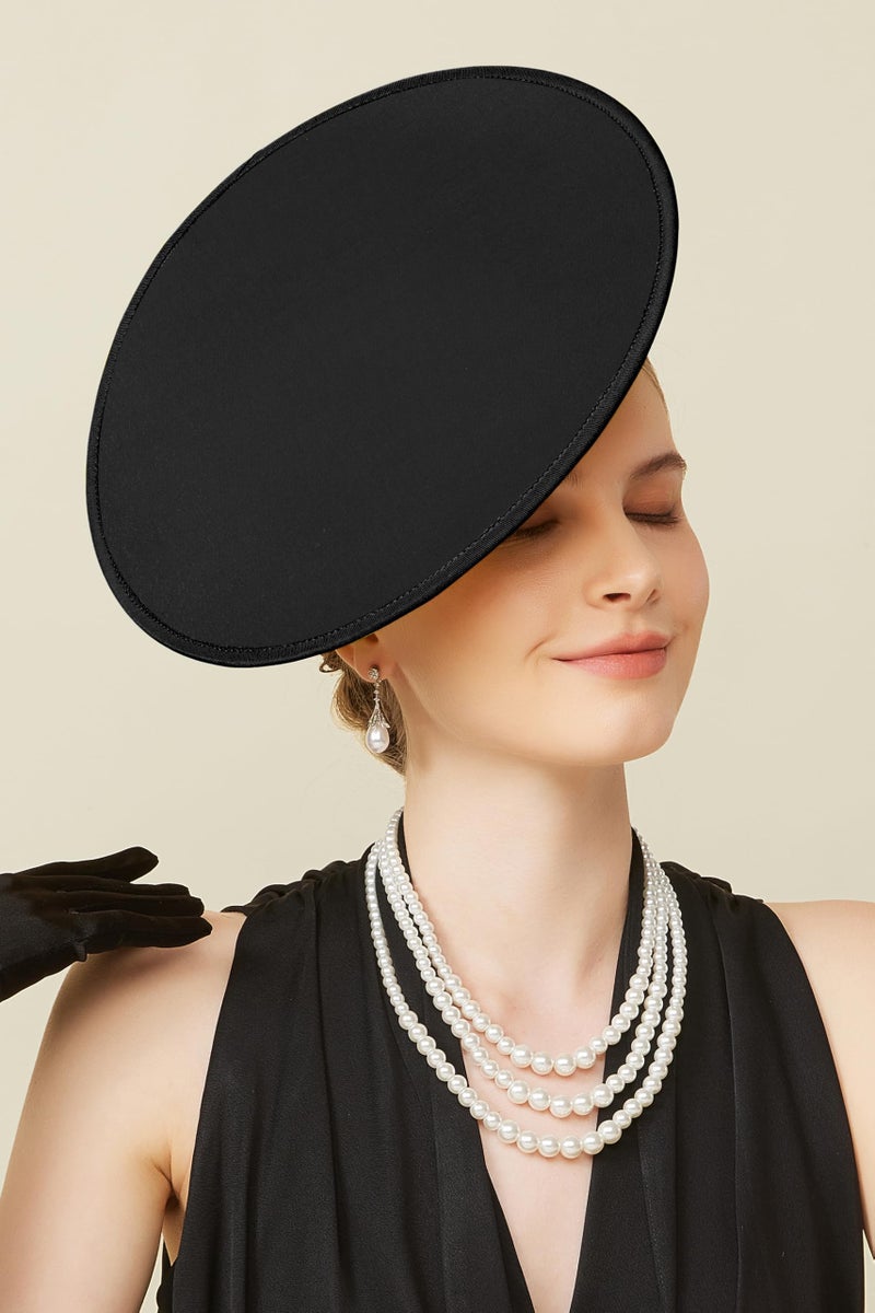 Coucoland Fascinators Hats for Women - Tea Party Cocktail Fascinator Flat Black Kentucky Vintage Derby Funeral Hat - Image 4