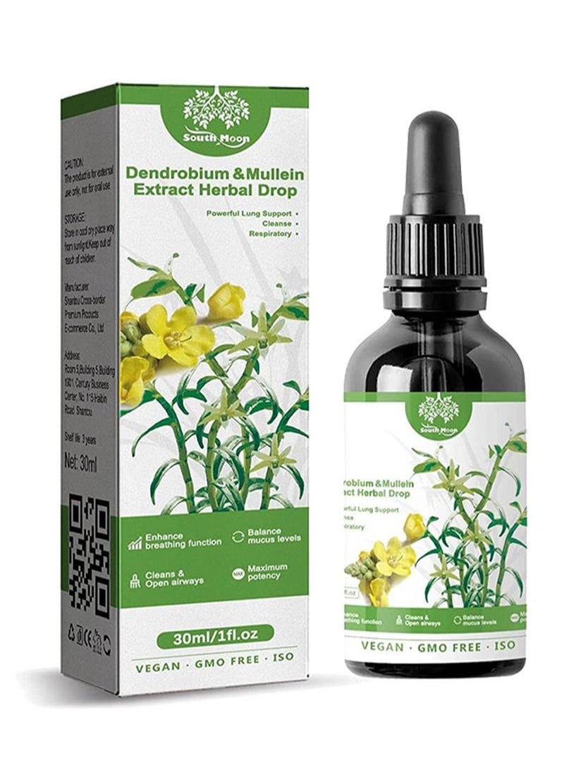 SOUTH MOON - Dendrobium and Mullein Extract Herbal Drop，Fragrant Tree and Mulleel Extract - Powerful Lung Support and Clean Breathing, Herbal Lung Health Serum, Root Mullein Extract Herbaceous - Image 1