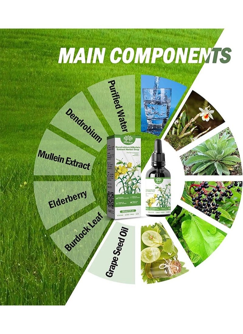 SOUTH MOON - Dendrobium and Mullein Extract Herbal Drop，Fragrant Tree and Mulleel Extract - Powerful Lung Support and Clean Breathing, Herbal Lung Health Serum, Root Mullein Extract Herbaceous - Image 1