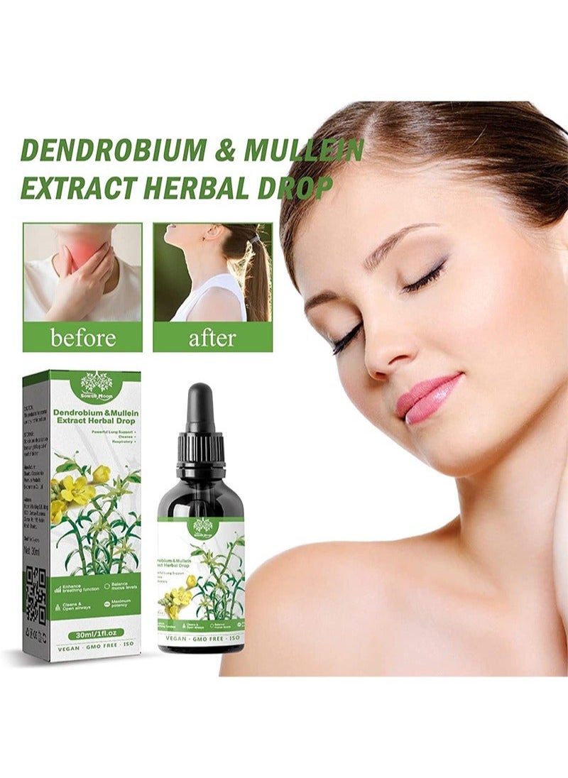 SOUTH MOON - Dendrobium and Mullein Extract Herbal Drop，Fragrant Tree and Mulleel Extract - Powerful Lung Support and Clean Breathing, Herbal Lung Health Serum, Root Mullein Extract Herbaceous - Image 1