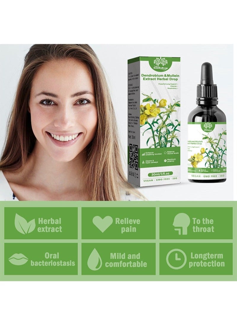 SOUTH MOON - Dendrobium and Mullein Extract Herbal Drop，Fragrant Tree and Mulleel Extract - Powerful Lung Support and Clean Breathing, Herbal Lung Health Serum, Root Mullein Extract Herbaceous - Image 1
