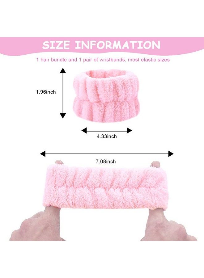 maycreate ® 3Pcs Face Washing Headband Wristband Combo Kit Microfiber Absorbent Hairband Wrist Wash Band Towel For Women Girls For Skincare Makeup Yoga Sport (Pink) - Image 3