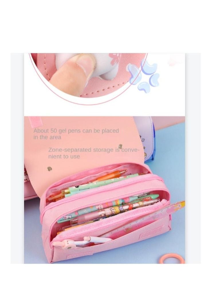 Decompression  Storage Case, Large Capacity Multi-slot Compartment Zipper Bag of Study Stationery, Suitable School Office Use