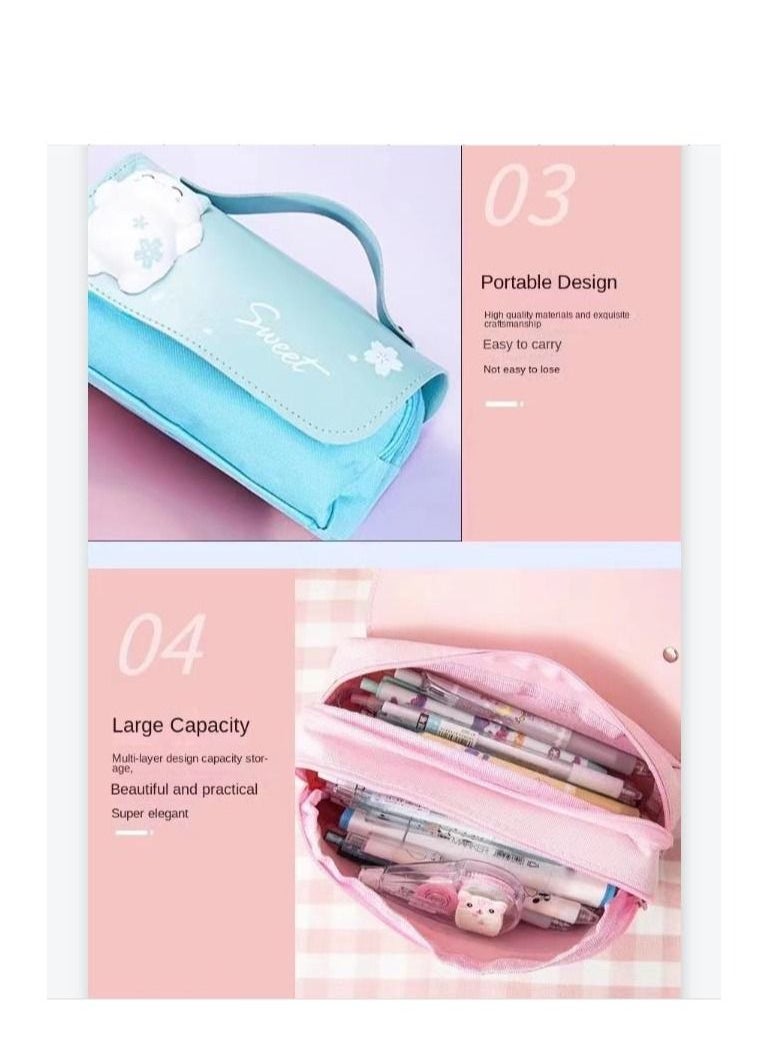 Decompression  Storage Case, Large Capacity Multi-slot Compartment Zipper Bag of Study Stationery, Suitable School Office Use