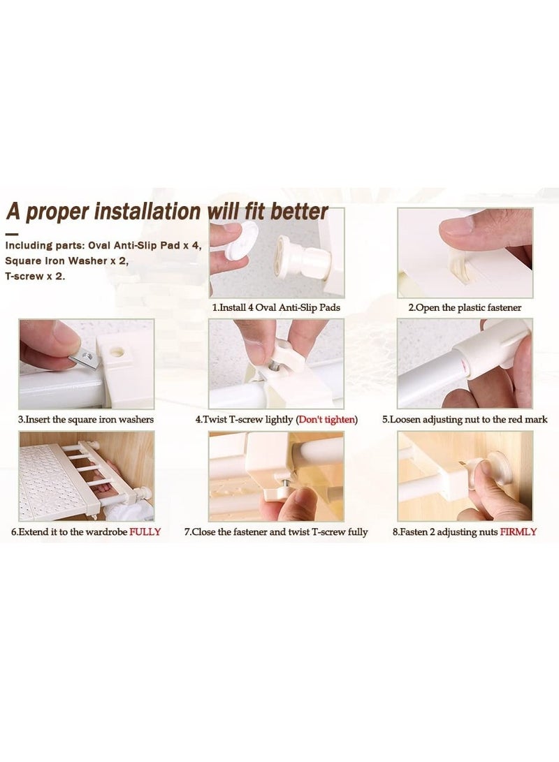 Organized Home Tension Shelf Expandable Clothes Closet Organizer Rack Adjustable DIY Wardrobe Dividers Separator White - Image 2