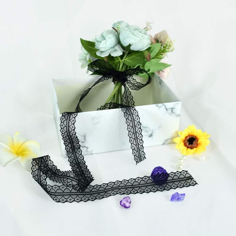 TONIFUL Lace Trim Ribbon Black 1.2 Inch Wide Vintage Pattern Roll Ribbons 25 Yards for Gift Wrapping Valentine's Day Floral DIY Crafts Sewing Bridal Wedding Birthday Party Decorations - Image 4