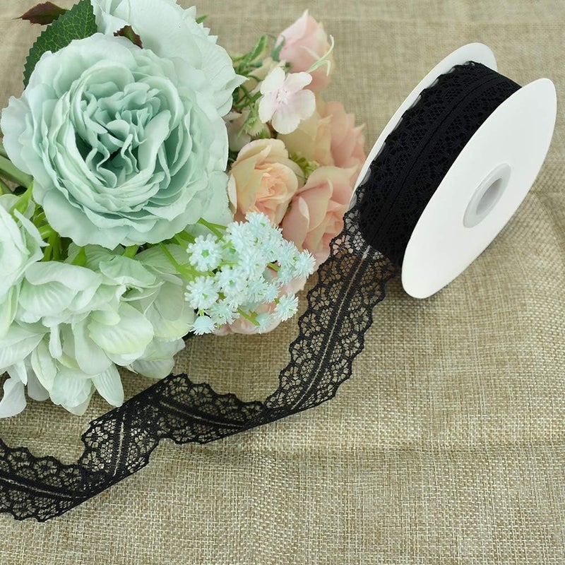 TONIFUL Lace Trim Ribbon Black 1.2 Inch Wide Vintage Pattern Roll Ribbons 25 Yards for Gift Wrapping Valentine's Day Floral DIY Crafts Sewing Bridal Wedding Birthday Party Decorations - Image 3