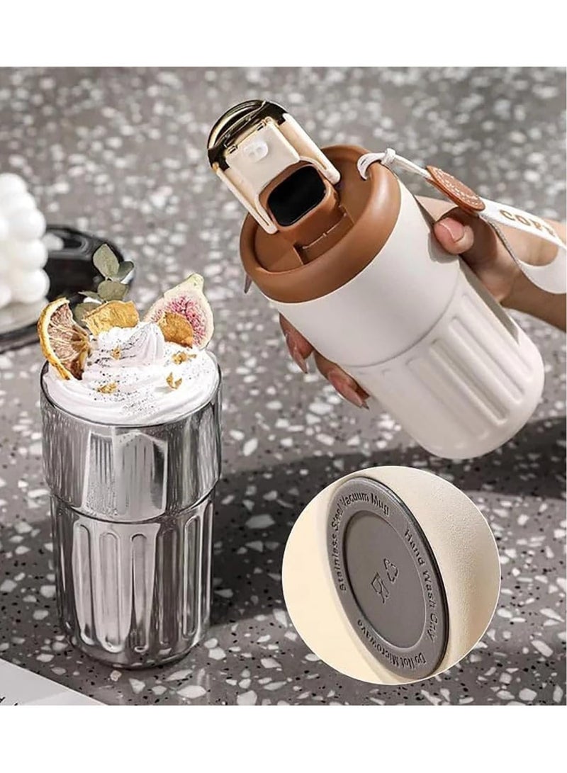 Coffee Thermos with Temperature Display - Smart Coffee Mug - Smart Hot and Cold Storage Bottle, Thermos Coffee Thermos (Beige)