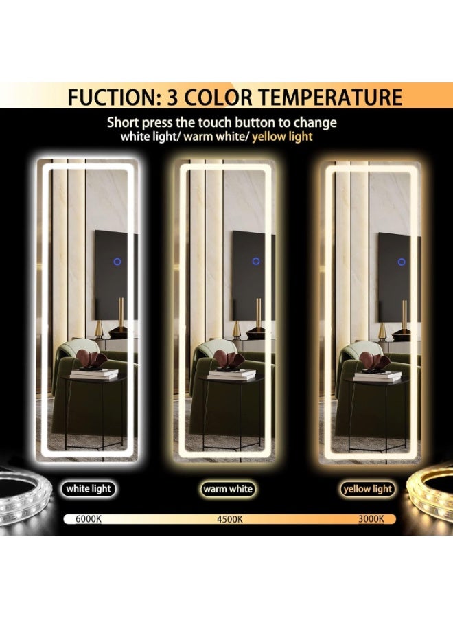 Y&D Full Length Mirror with Lights 160 x 50 cm LED Floor Standing Rectangular Mirror Adjustable Brightness & Color Modern Style for Living Room - Image 5