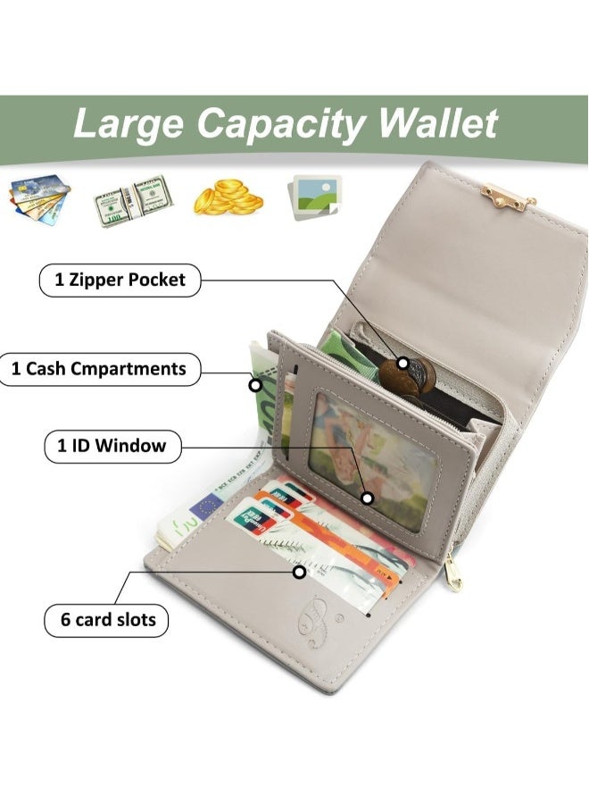 Ladies Wallet Leather, Purses for Women, PU Leather Coin Purse, Small Leather Wallet, Wallet Organizer for Girls, Bifold Purses for Women With Coin Zipper Small Purse and 6 Card Slots Green - Image 3