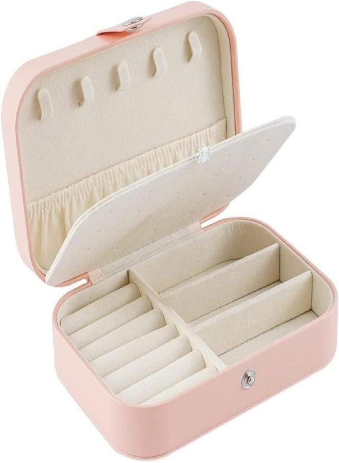 Naivete Leather Double Layer Portable Travel Small Jewelry Necklace Earring Ring Storage Box For Women And Girls, (Pack Of 1, Multi Colour) - Image 1