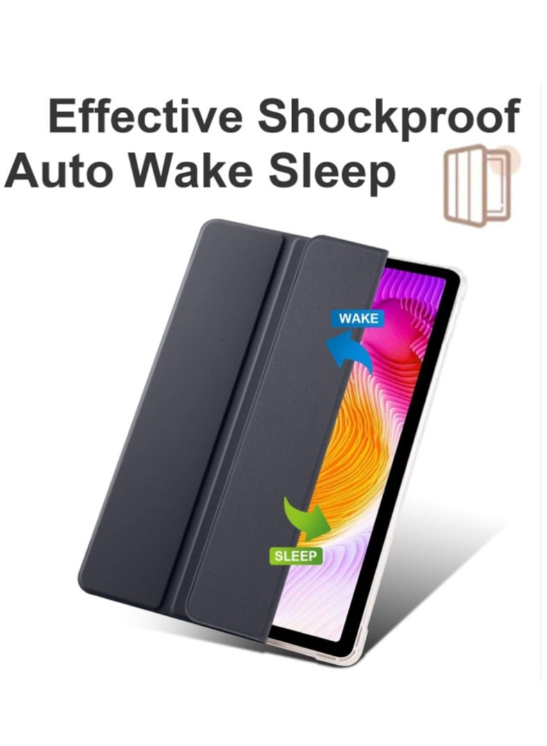 Case for Honor Pad 9 12.1 Inch,Transparent Airbag With Pen Slot For Anti Drop, Tablet Protective Cover, Triple Fold Multi Angle Design, Automatic Wake-up/sleep, Soft Leather,Black - Image 2