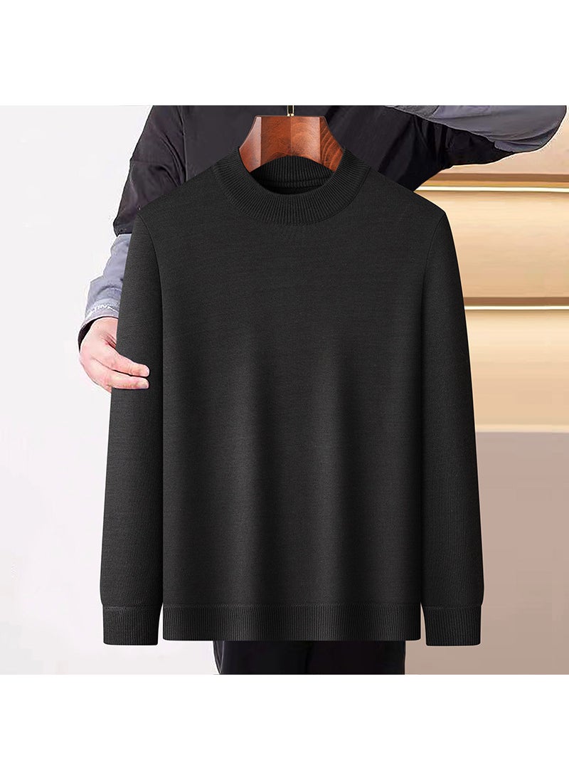 Generic - Thickened Fleece Warm Knitted Base Shirt Half-High Collar Mens Pullover Sweater Breathable Machine Washable Polyester Fiber Brown - Image 1