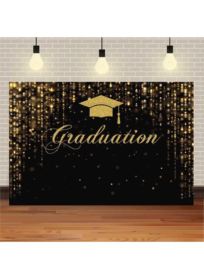 موردلي خلفية حفل تخرج، 59 بوصة × 39 بوصة، خلفية تصوير بنقاط بوكيه سوداء وذهبية لامعة، تهنئة تخرج، حفل تخرج، ديكور بنقاط ذهبية، كشك تصوير، دعامة، كعكة، طاولة، لافتة. - Image 1