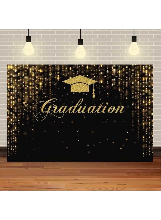 موردلي خلفية حفل تخرج، 59 بوصة × 39 بوصة، خلفية تصوير بنقاط بوكيه سوداء وذهبية لامعة، تهنئة تخرج، حفل تخرج، ديكور بنقاط ذهبية، كشك تصوير، دعامة، كعكة، طاولة، لافتة. - Image 3