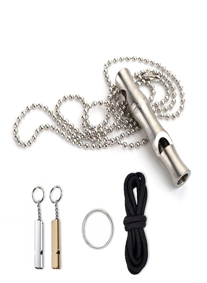 Emergency Whistles with Key Ring  and Stainless Steel Whistle with Collar and Key Fob 54 x 10 mm  - Image 1