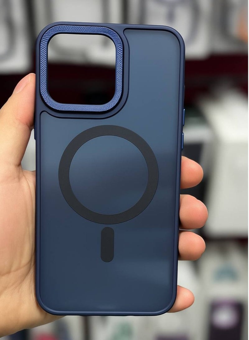 Denx Magnetic Case for iPhone 12 and iPhone 12 Pro, Transparent Matte Back, Grade Drop Tested Shockproof Anti-Scratch Clear Slim Thin Magnetic Case, (Navy Blue) - Image 1