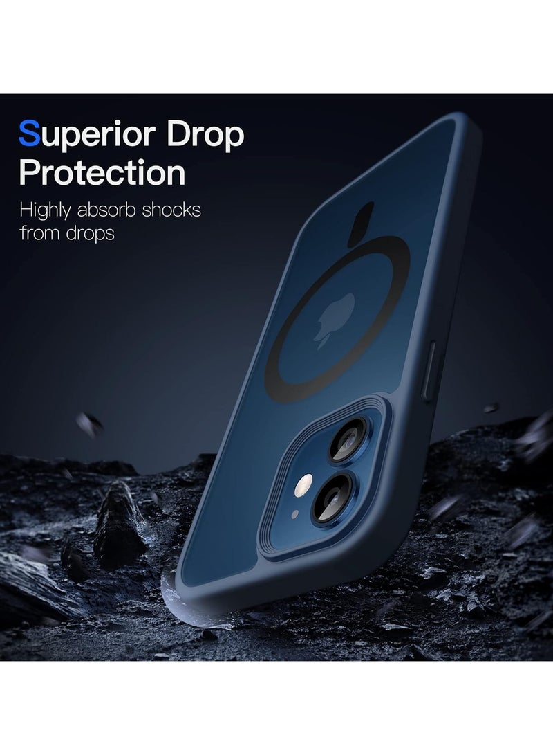 Denx Magnetic Case for iPhone 12 and iPhone 12 Pro, Transparent Matte Back, Grade Drop Tested Shockproof Anti-Scratch Clear Slim Thin Magnetic Case, (Navy Blue) - Image 2