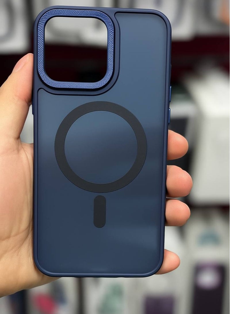 Denx Magnetic Case for iPhone 12 and iPhone 12 Pro, Transparent Matte Back, Grade Drop Tested Shockproof Anti-Scratch Clear Slim Thin Magnetic Case, (Navy Blue) - Image 1