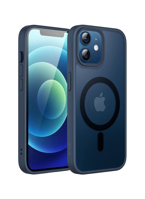Magnetic Case for iPhone 12 and iPhone 12 Pro, Transparent Matte Back, Grade Drop Tested Shockproof Anti-Scratch Clear Slim Thin Magnetic Case, (Dark Blue)