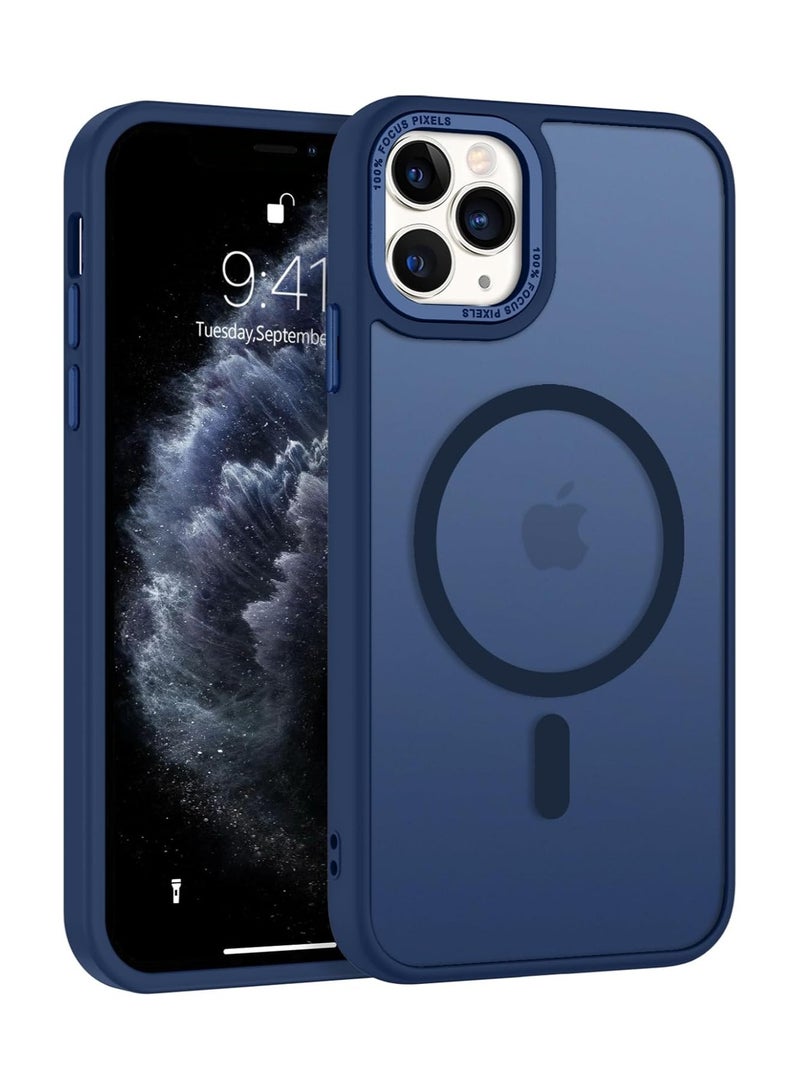 ACLIX Magnetic Case for iPhone 12/12 Pro, Transparent Matte Back, Drop Tested Shockproof Anti-Scratch Slim Thin Magnetic Case, (Navy Blue) - Image 1