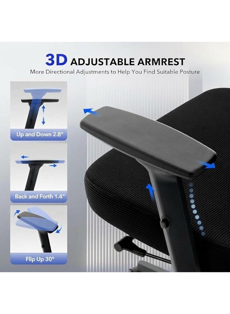 Professional Ergonomic Office Chair with Adjustable Lumbar Support, 3D Headrest, and 3D Armrests - Image 3