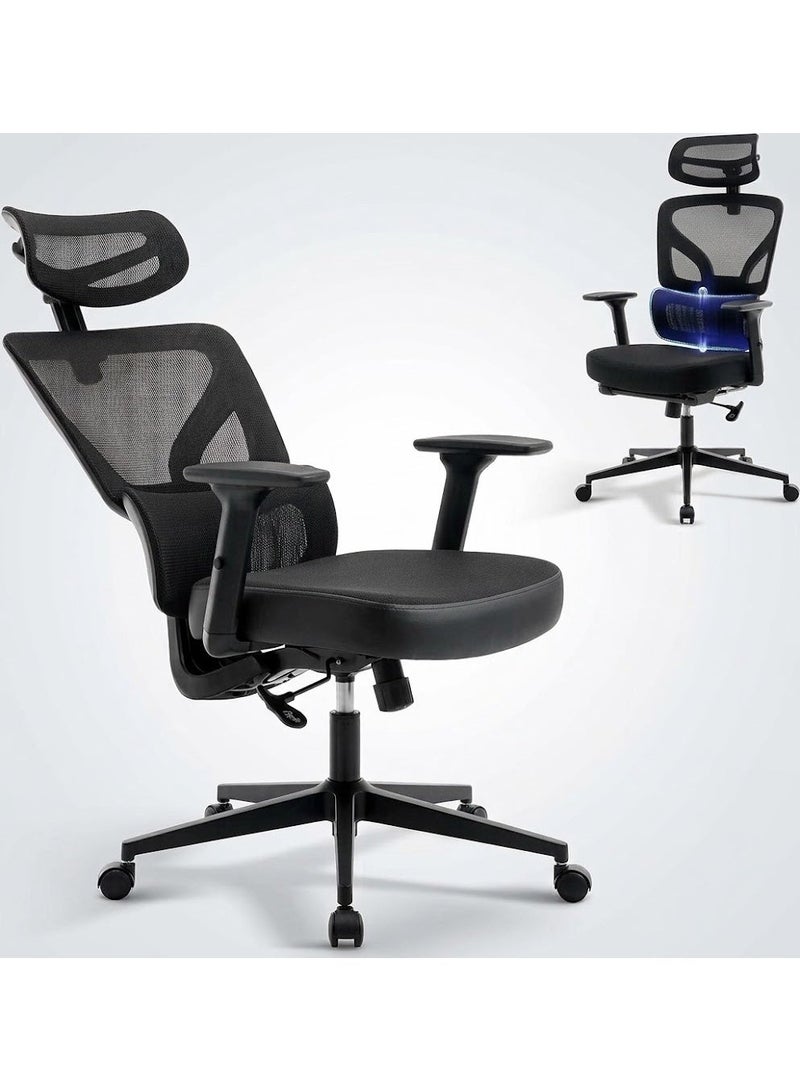 Professional Ergonomic Office Chair with Adjustable Lumbar Support, 3D Headrest, and 3D Armrests - Image 1