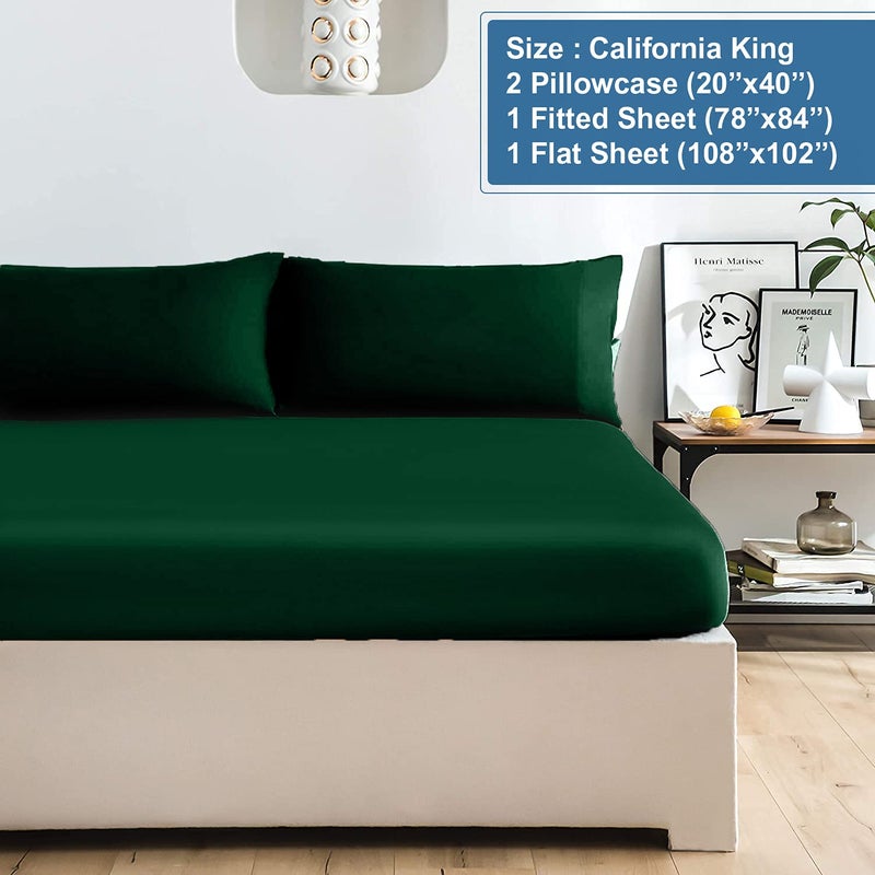 DAN RIVER DAN RIVER California King Jersey Sheet Set|Luxury Heather 100% Cotton Bed Sheets|T-Shirt Sheets|All Season Bedding|Soft Comfortable Deep Pocket Jersey Cotton Bed Sheets (4Pc  Cal King  Hunter Green)  - Image 3