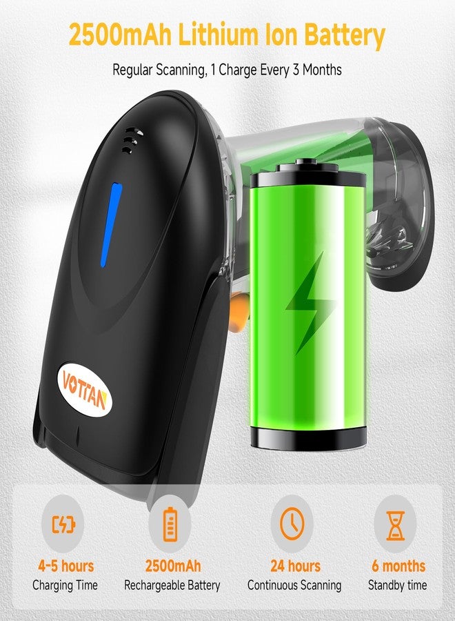 VOTTAN QR 2D Barcode Scanner, Bluetooth & 2.4G Wireless & USB Wired Connect iPad Phone Tablet PC POS, UPC EAN 1D PDF417 Data Matrix 2D Handheld Barcode Scanner - Image 5