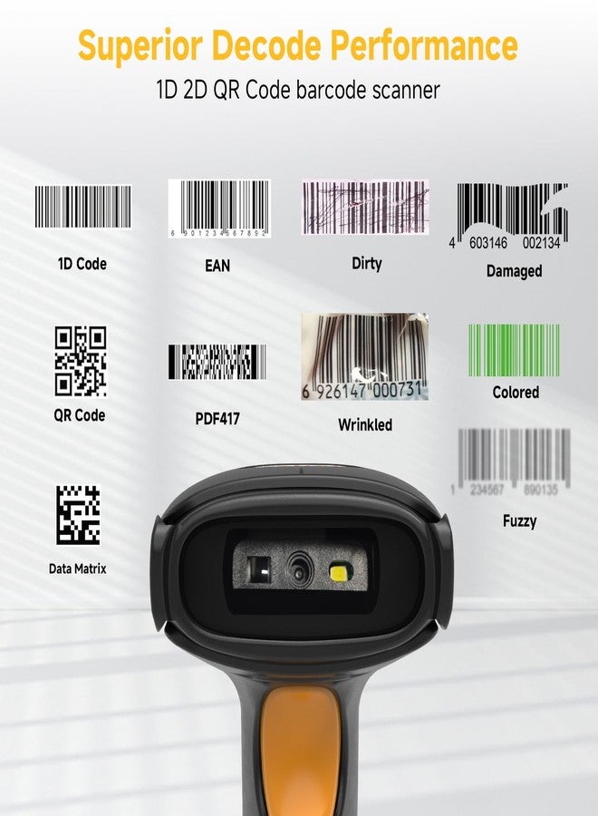 VOTTAN QR 2D Barcode Scanner, Bluetooth & 2.4G Wireless & USB Wired Connect iPad Phone Tablet PC POS, UPC EAN 1D PDF417 Data Matrix 2D Handheld Barcode Scanner - Image 3