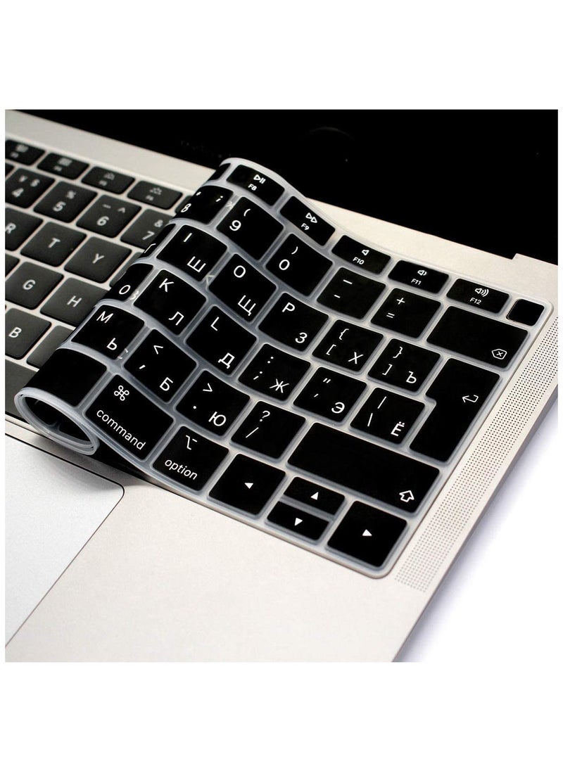 Russian Language Silicone Keyboard Cover Skin for MacBook Newest Air 13 Inch 2018 Release A1932 with Retina Display and Touch ID European Layout
