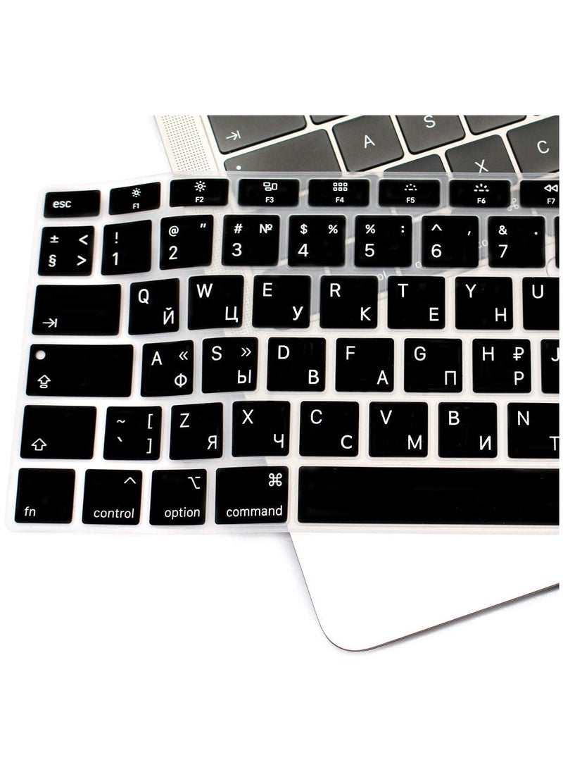 Russian Language Silicone Keyboard Cover Skin for MacBook Newest Air 13 Inch 2018 Release A1932 with Retina Display and Touch ID European Layout