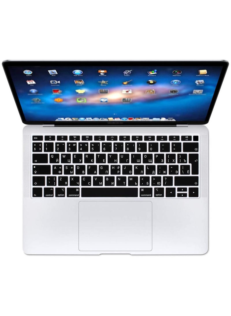 Russian Language Silicone Keyboard Cover Skin for MacBook Newest Air 13 Inch 2018 Release A1932 with Retina Display and Touch ID European Layout