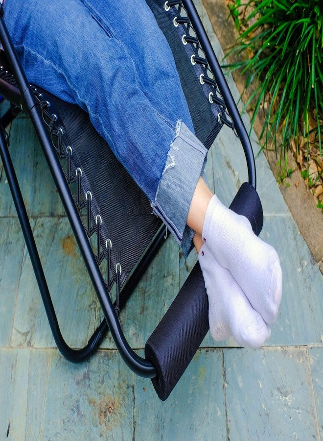 TOPJUM 2 Pack Zero Gravity Chair Foot Rest, Footrest Cushion for Anti Gravity Folding Recliner, Footrest Padding for Patio Lawn Outdoor Chair, Lounge Accessory for Tall User (Black - Set of 2) - Image 2