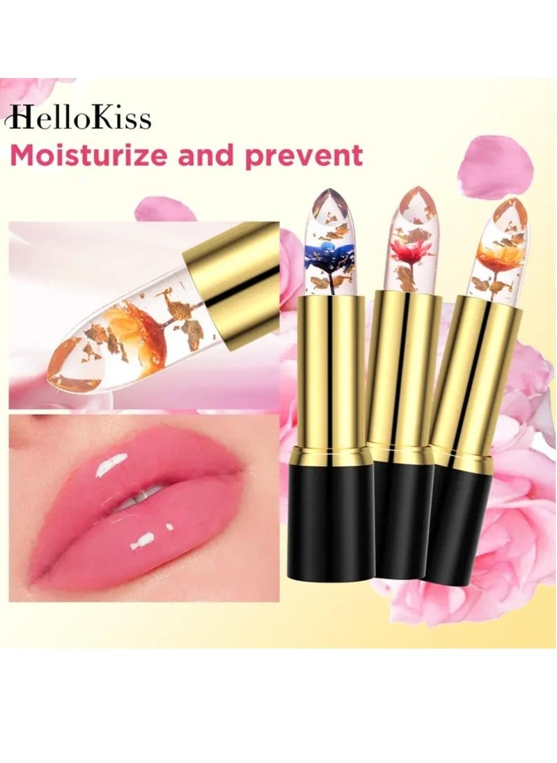 HelloKiss Jelly Flowers Color Changing Lipstick Temperature Lip Color Changing Gloss Lipstick Lasting Moisturizer Color Change Lip Balm Moisturizing Tinted Lip Gloss for Women 01  - Image 2