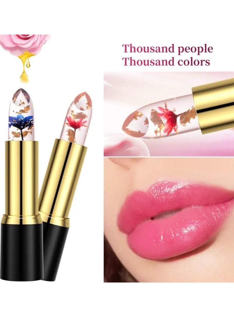 HelloKiss Jelly Flowers Color Changing Lipstick Temperature Lip Color Changing Gloss Lipstick Lasting Moisturizer Color Change Lip Balm Moisturizing Tinted Lip Gloss for Women 01  - Image 3
