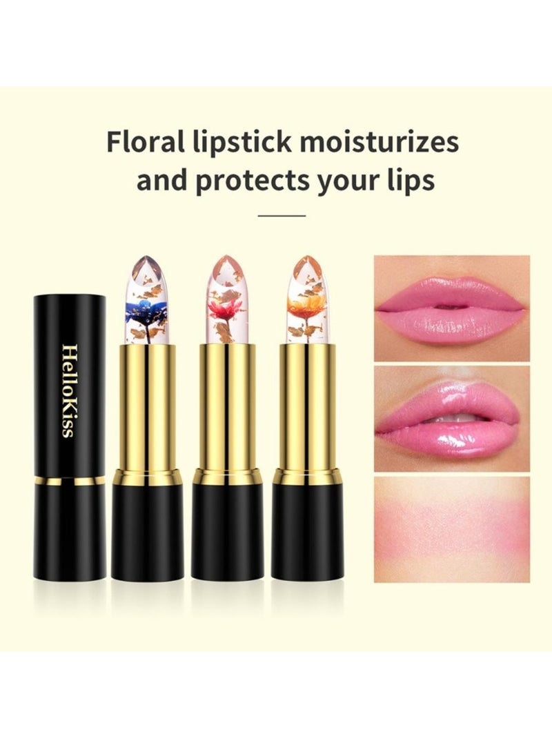 HelloKiss Jelly Flowers Color Changing Lipstick Temperature Lip Color Changing Gloss Lipstick Lasting Moisturizer Color Change Lip Balm Moisturizing Tinted Lip Gloss for Women 01  - Image 5