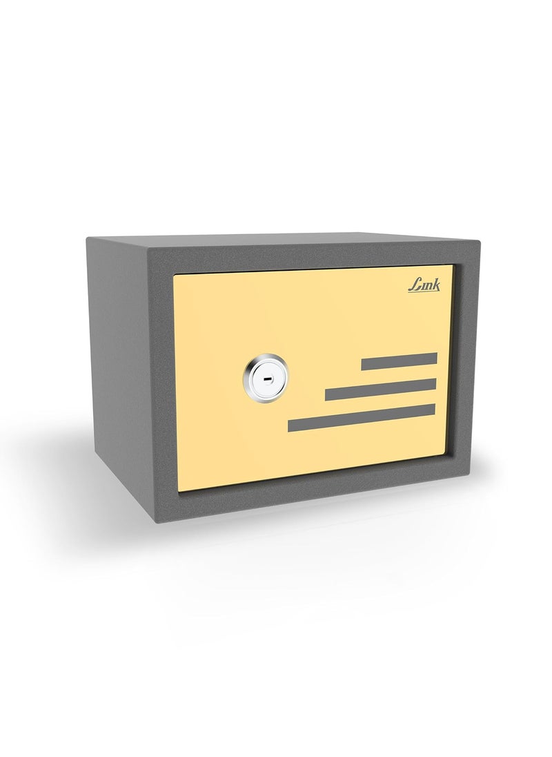 Link Link Smart Mecano Safe Locker for Home 21L Capacity Premium Gold Mirror Finish Digital Lock with Computerized Key Access Three SS304 Locking Bolts Mechanical Lock Removable Shelf Gold  - Image 1