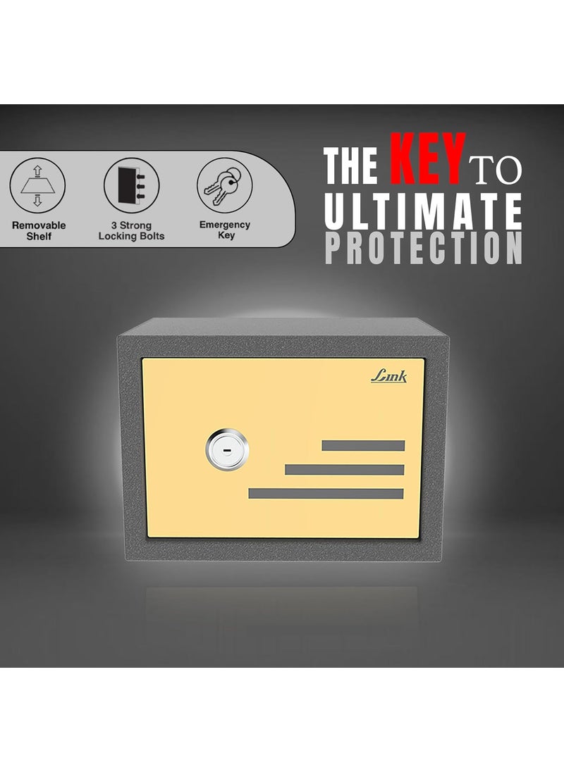 Link Link Smart Mecano Safe Locker for Home 21L Capacity Premium Gold Mirror Finish Digital Lock with Computerized Key Access Three SS304 Locking Bolts Mechanical Lock Removable Shelf Gold  - Image 3