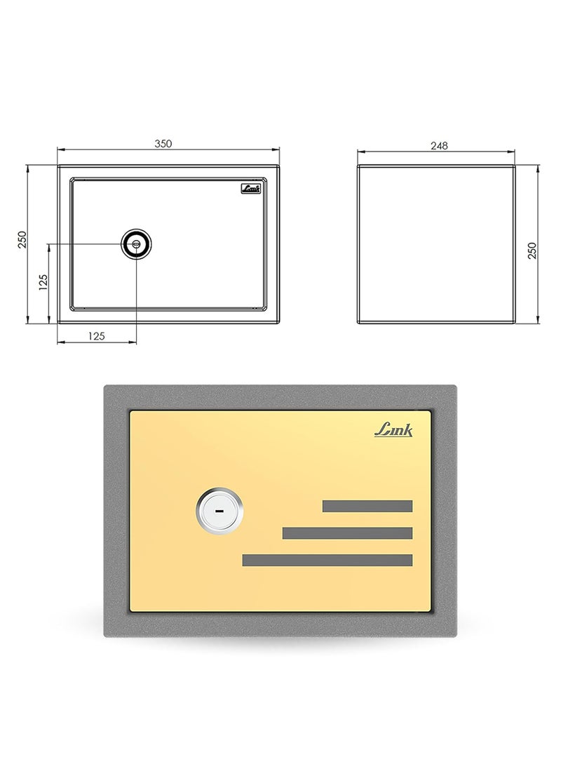 Link Link Smart Mecano Safe Locker for Home 21L Capacity Premium Gold Mirror Finish Digital Lock with Computerized Key Access Three SS304 Locking Bolts Mechanical Lock Removable Shelf Gold  - Image 4