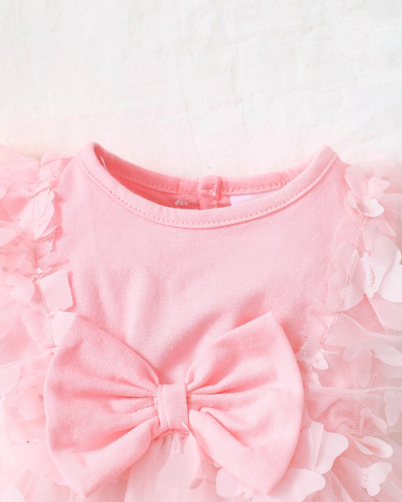 Renotemy Baby Girl Tulle Tutu Dress Pink Butterfly Sleeveless 1st Birthday Dress for Baby Girl Shower Gifts Boho Fairy Baptism Princess Wedding Birthday Party Dresses with Flower Headband 12-18 Months - Image 3