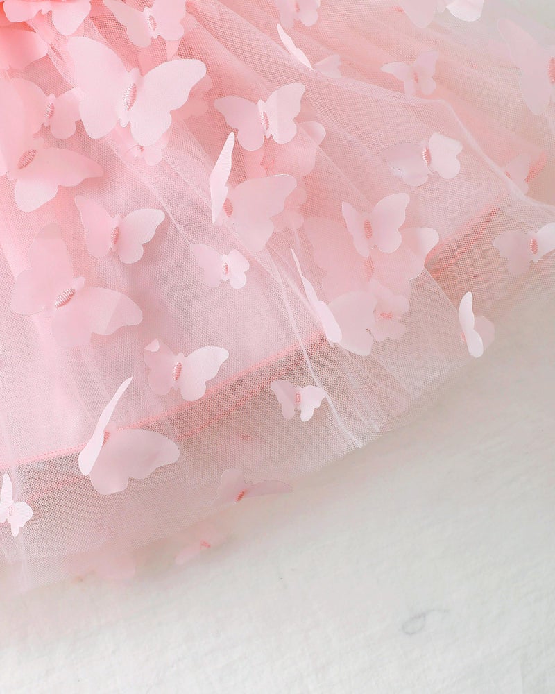 Renotemy Baby Girl Tulle Tutu Dress Pink Butterfly Sleeveless 1st Birthday Dress for Baby Girl Shower Gifts Boho Fairy Baptism Princess Wedding Birthday Party Dresses with Flower Headband 12-18 Months - Image 4