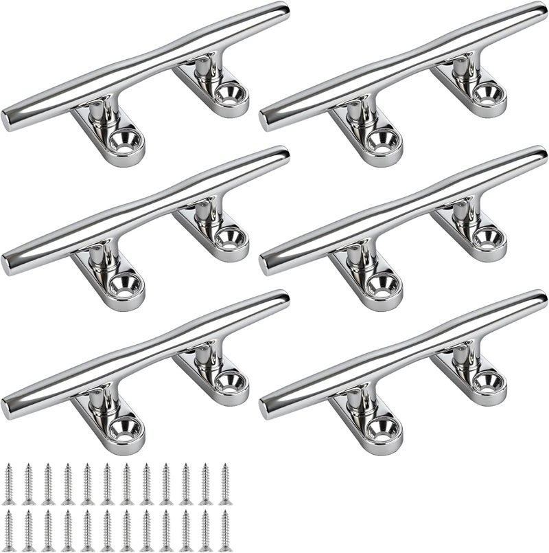 VEITHI 4/5/6 inch Dock Cleats - 316 Stainless Steel Boat Cleats Boat Dock Cleats,Open Base Dock Cleat with Fasteners,Marine Cleat Rope Cleat Boat Cleat for Boat/Deck/Nautical Decor(1,2,4,6,8 Pack) - Image 1