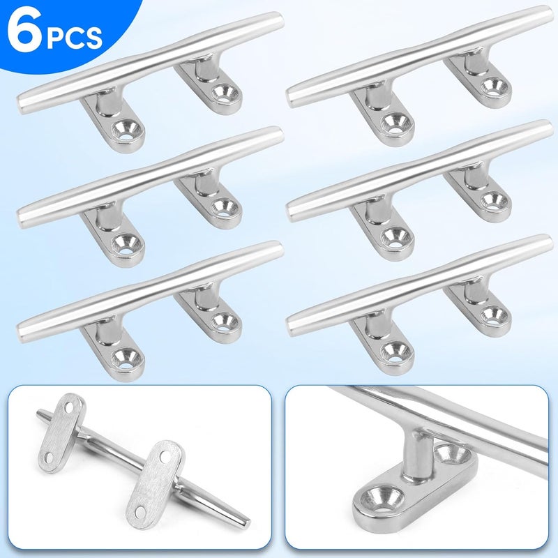 VEITHI 4/5/6 inch Dock Cleats - 316 Stainless Steel Boat Cleats Boat Dock Cleats,Open Base Dock Cleat with Fasteners,Marine Cleat Rope Cleat Boat Cleat for Boat/Deck/Nautical Decor(1,2,4,6,8 Pack) - Image 5