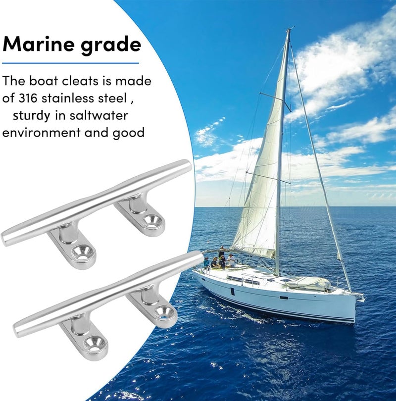 VEITHI 4/5/6 inch Dock Cleats - 316 Stainless Steel Boat Cleats Boat Dock Cleats,Open Base Dock Cleat with Fasteners,Marine Cleat Rope Cleat Boat Cleat for Boat/Deck/Nautical Decor(1,2,4,6,8 Pack) - Image 4