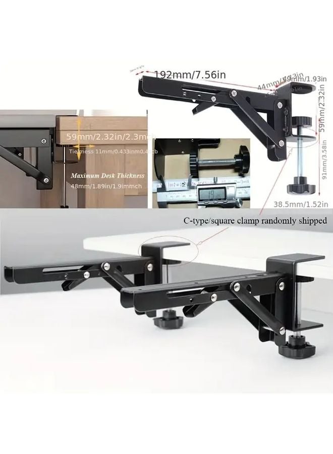 Black Adjustable Desk Keyboard Tray Support Bracket Extension Plate Holder Set - Image 4